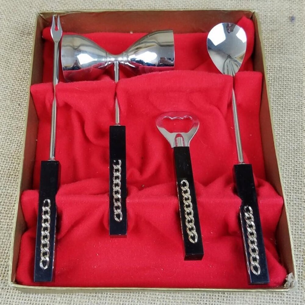 Vintage Swank retro mid century Lucite handle chain insert man cave cocktail